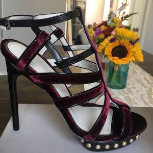 NWT Jason Wu burgundy/black velvet high heel sz 36